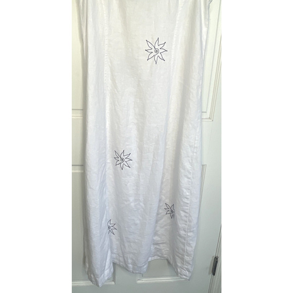 Madewell Women's Button Front Maxi Tea Dress Sz 10 Embroidered Floral 100% Linen - Picture 9 of 14